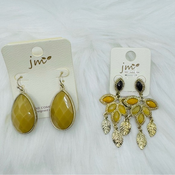 Dangling Statement Earrings in Mustard Yellow Bundle Set 2 - Picture 1 of 4